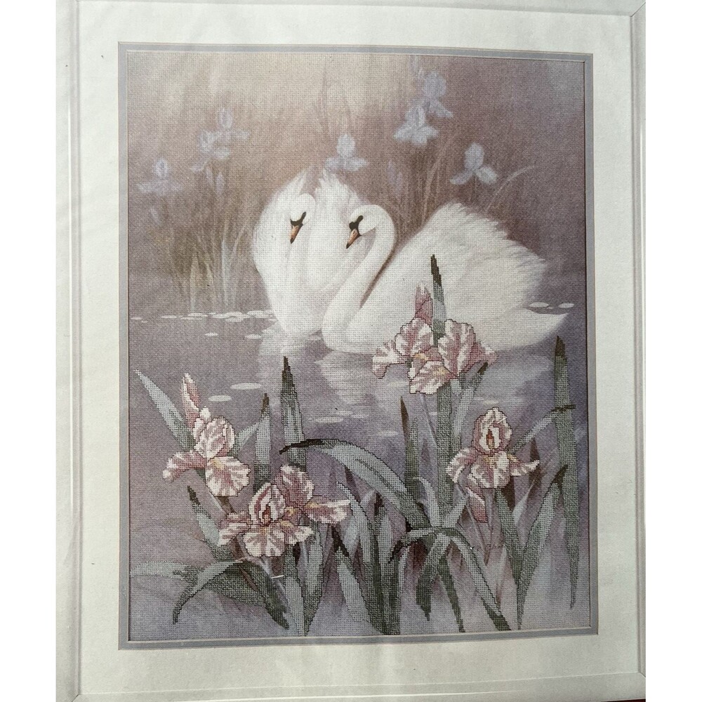 Swans in Iris Pond  Countless Cross Stitch Kit 16" x 20" Needle Treasures 02589